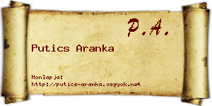 Putics Aranka névjegykártya