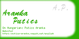 aranka putics business card